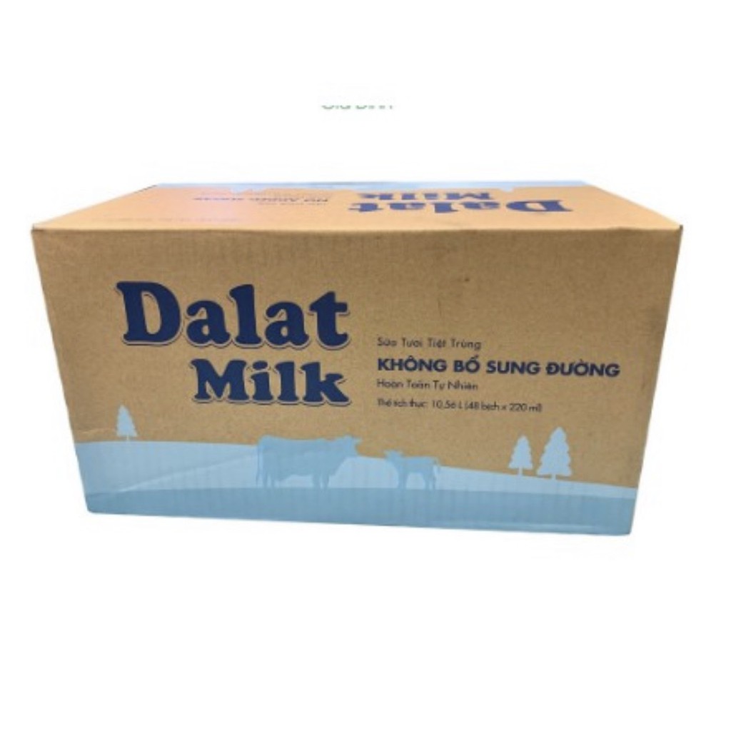 Thùng 48 Bịch Sữa Tươi Tiệt Trùng không đường Dalat milk 220ml