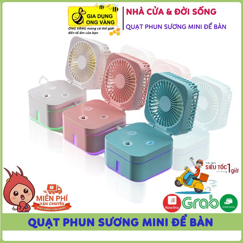 [HOT 2021] Quạt Mini Phun Sương Để Bàn Magic Cube 3 Chế Độ Mát, Kiêm Đèn Ngủ Gấp Gọn Siêu Tiện Dụng, Bảo Hành 12 Tháng