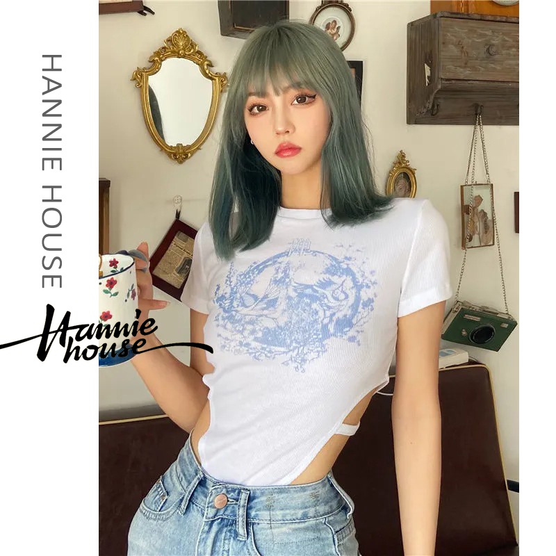 Jumpsuit Tay Ngắn Cổ Tròn Hoạ Tiết In Cho Nữ