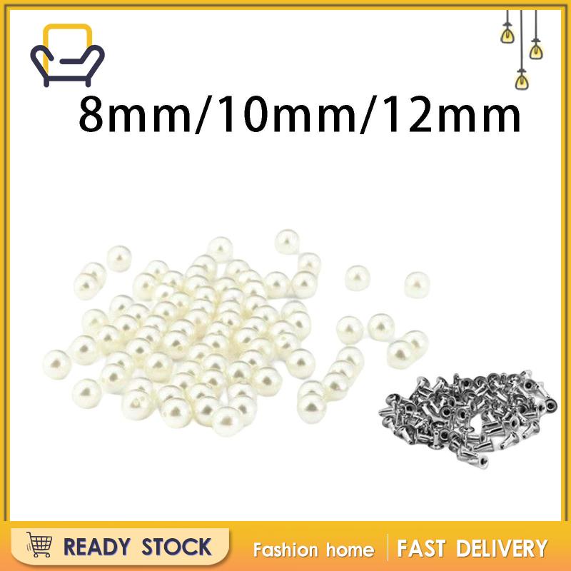Set 100 Đinh Tán Hạt Ngọc Trai Nửa Lỗ Dùng Trang Trí Túi Da DIY Happi2ness