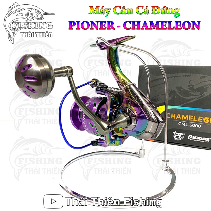 Máy Câu Cá Đứng Pioneer Chameleon 6000 Thế Hệ Mới Tay Quay Vặn Ren