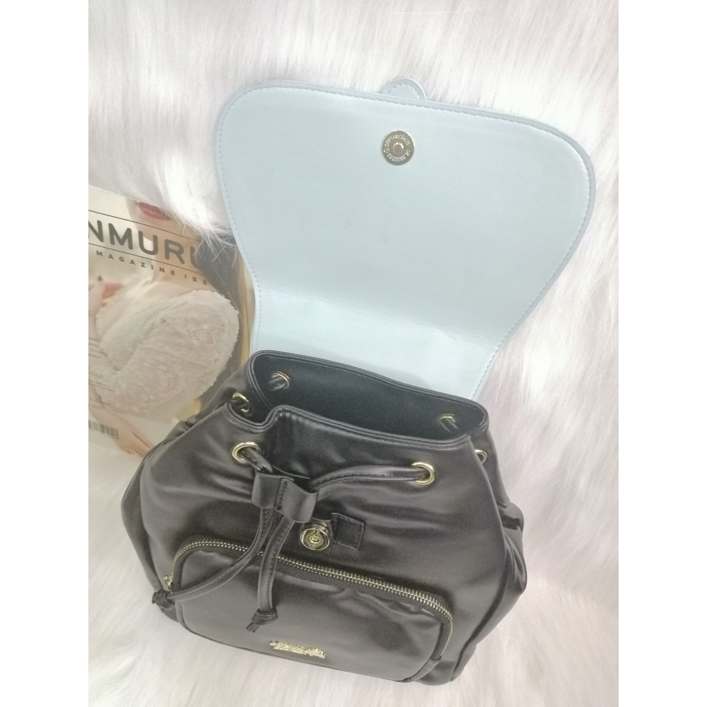 Ba lô phối màu xanh ngọc và đen PU #RebeccaBonbon chú cún Nhật Bản