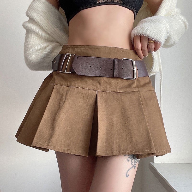 Chân váy xếp ly dáng xòe kèm belt cực Tây