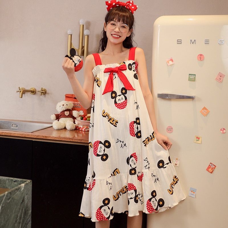 Đầm Ngủ Hai Dây Mỏng Dáng Dài Có Đệm Ngực Kiểu Nhật Bản Dễ Thương Thời Trang Mùa Hè 2021 Cho Bạn Gái