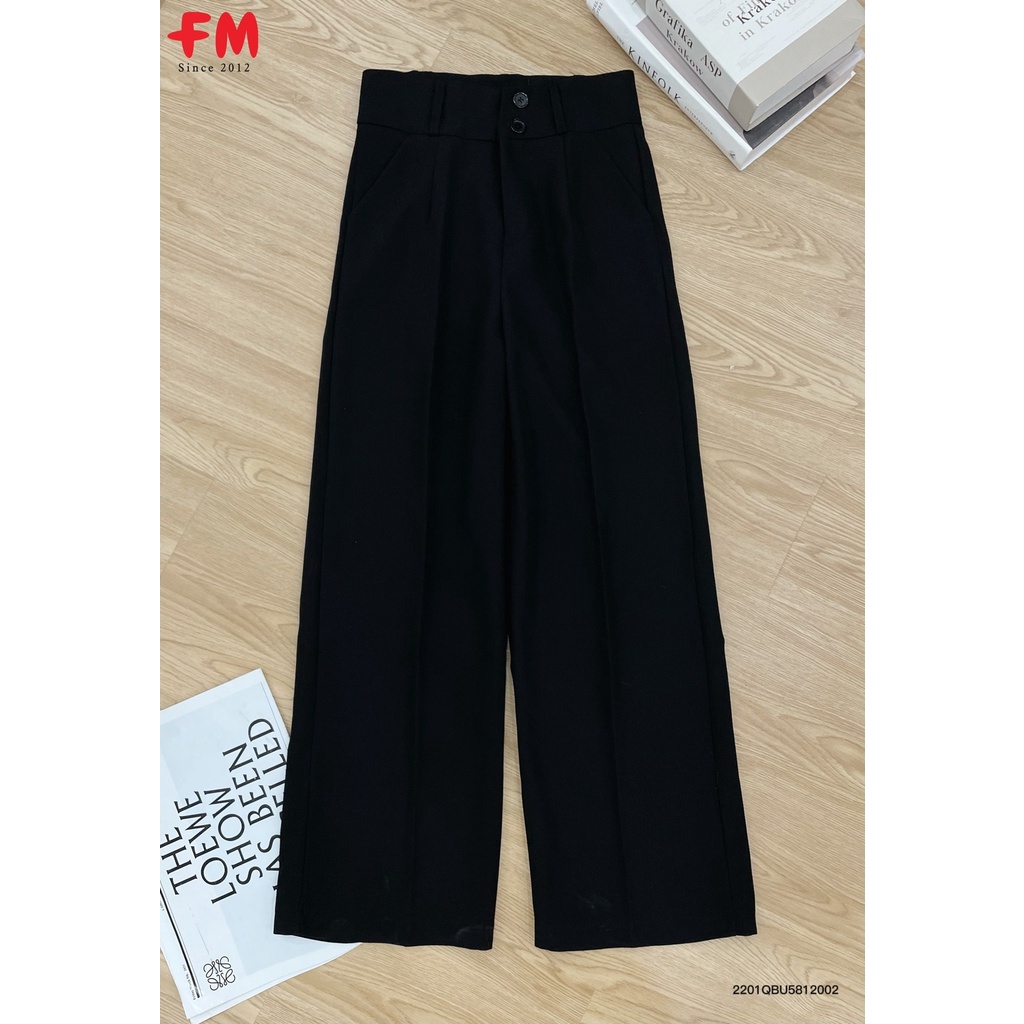 Quần suông ống rộng 623 FM Style 2 nút dành cho nữ thiết kế cạp cao đi làm đi học phong cách ulzzang 23020120