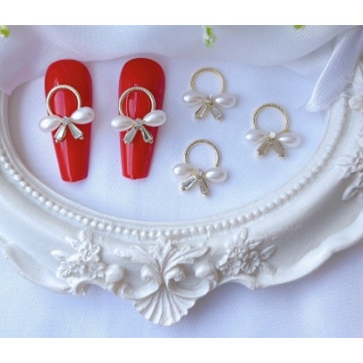 charm B1  trang trí nal  MÀU TRẮNG charm nơ