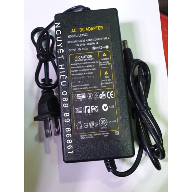 Nguồn adapter sạc 15V-3A