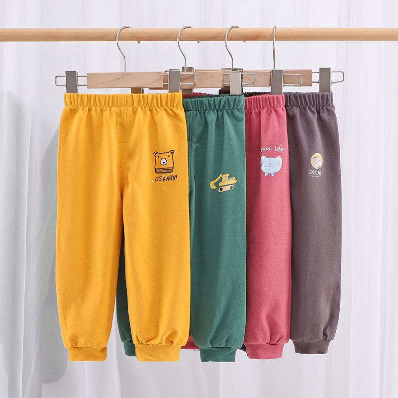 Quần Cotton Dài Dáng Rộng Màu Trơn Mềm Mại Thoải Mái Thời Trang Mùa Hè Cho Bé Trai Và Gái 1-6 Tuổi
