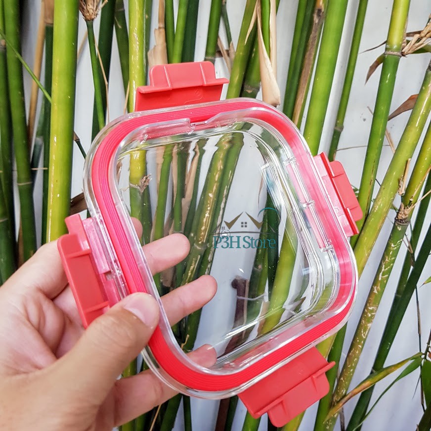 Hộp thủy tinh hình vuông Lock&amp;Lock nắp vòm nhựa tritan trong suốt dung tích 800ml LLG242, 520ml LLG239, 320ml LLG238