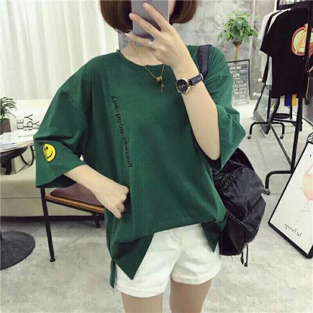 Áo tay lỡ thêu mặt cười SN063 TLI185 | BigBuy360 - bigbuy360.vn