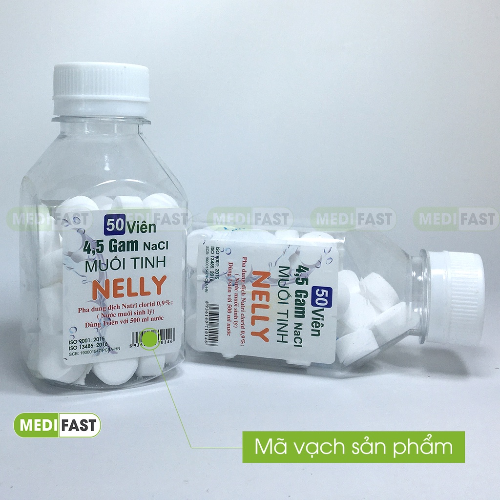 Muối tinh dạng viên NELLY - Hộp 50 viên - Giúp chăm sóc mũi, xoang, ngăn ngừa các vấn đề về đường hô hấp