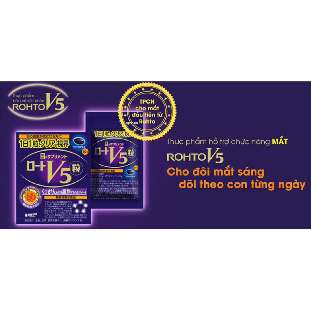 Viên uống sáng mắt Rohto V5 hộp 30 viên bảo vệ sức khỏe nhập khẩu Nhật Bản | BigBuy360 - bigbuy360.vn