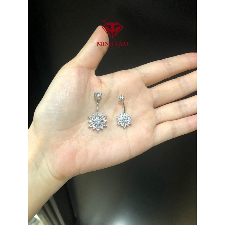 Khuyên rốn bạc 925 hình bông tuyết gắn đá hàng nhập khẩu-Minh Tâm Jewelry