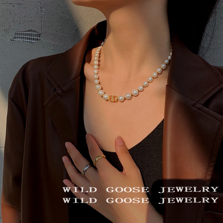 Khuyên tai/ Vòng cổ IF YOU đính ngọc trai phong cách Hàn Quốc cổ điển thời trang cho nữ