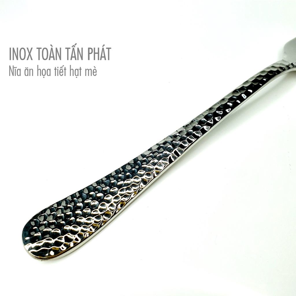 Nĩa Ăn Inox Họa Tiết Mè Trắng - Inox 304
