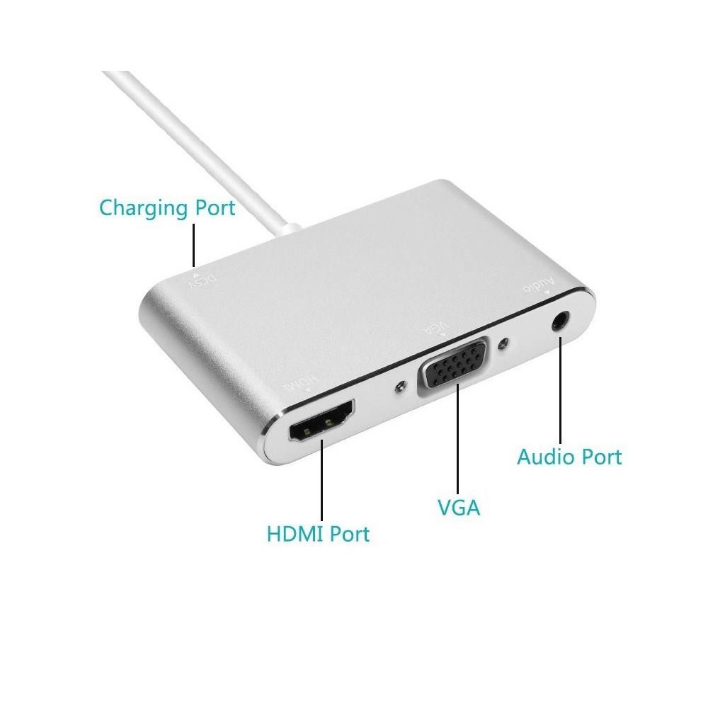 Đầu Chuyển Đổi AMORUS Lightning 8pin Sang Hdmi + Vga + Audio + Micro Usb