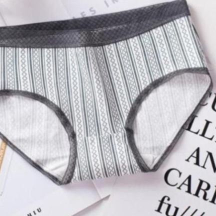 Quần lót nữ cotton cạp ren kẻ 3D dễ thương Q39