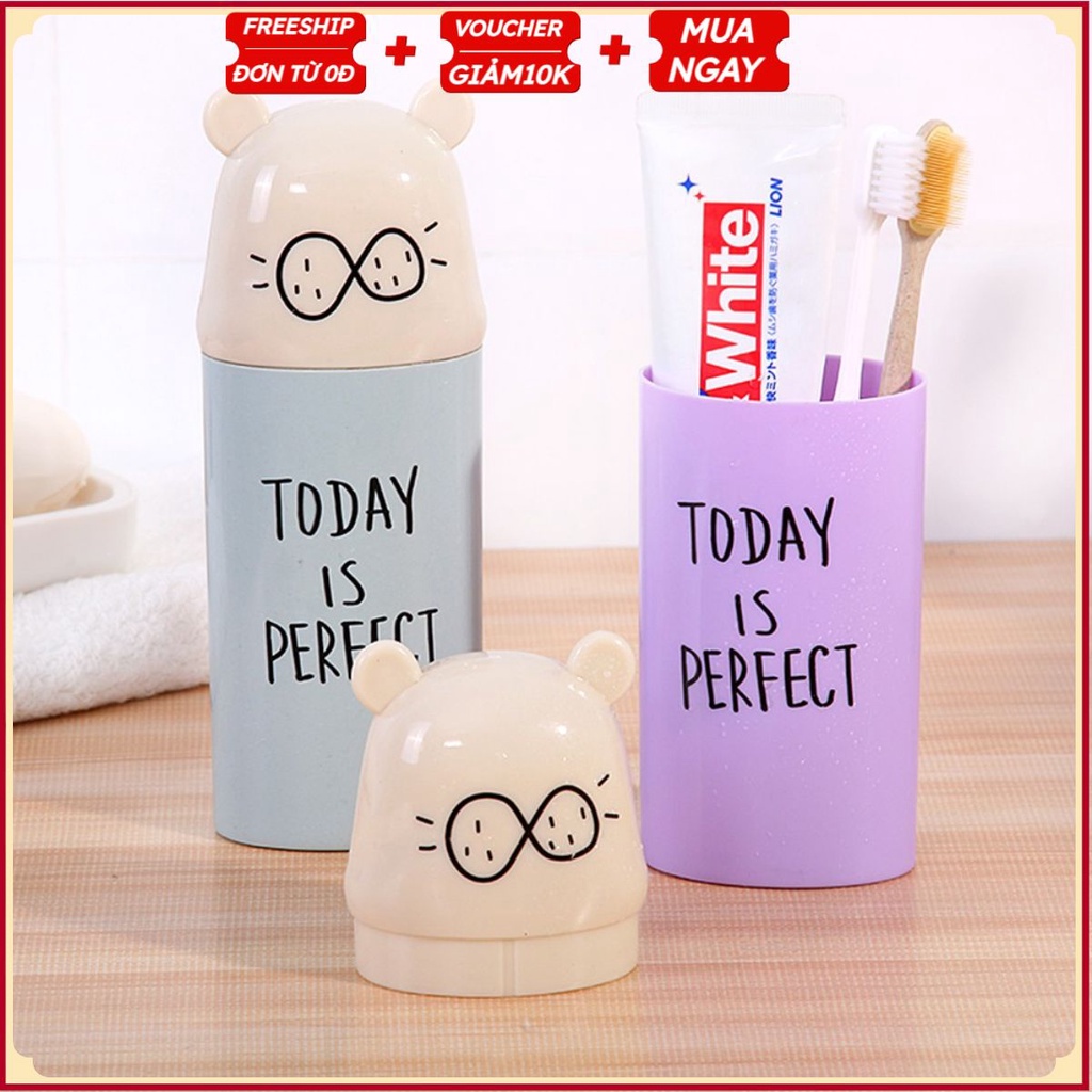 #Hũ Hộp Đựng Bàn Chải Và Kem Đánh Răng Cá Nhân MẶT GẤU G1 - Khi Đi Du Lịch, Công Tác