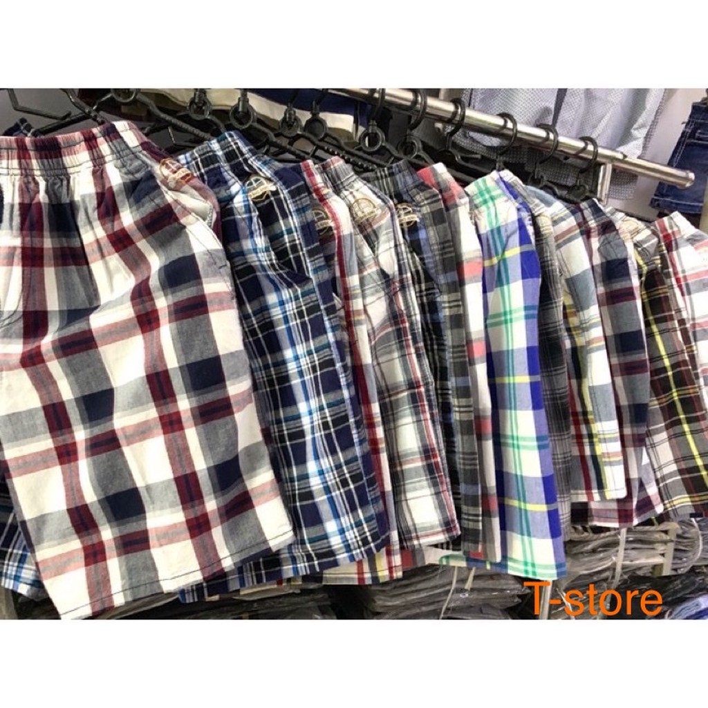 QUẦN SỌT LƯNG THUN NAM SỌC CARO VẢI COTTON DÀY MỊN THOÁNG MÁT