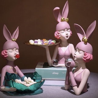Tượng trang trí nhựa cô gái bong bóng bunnies