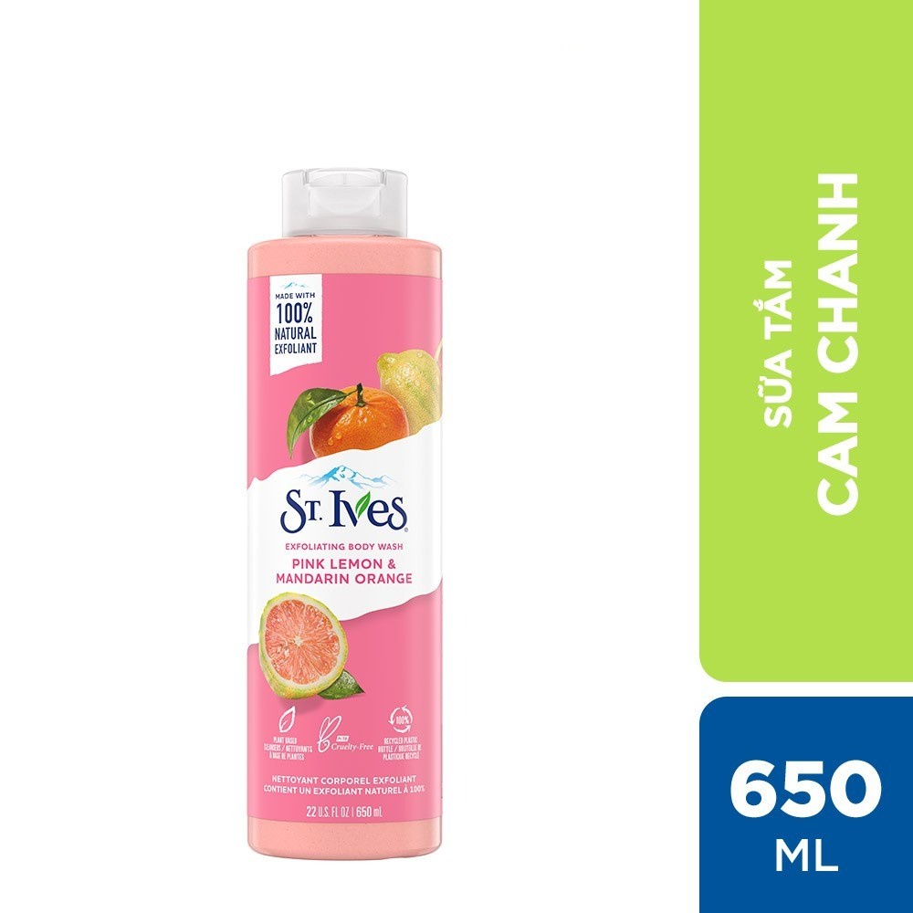Sữa Tắm Tẩy Tế Bào Chết ST.IVes Cam Chanh Pink Lemon & Mandarin Orange 650ml