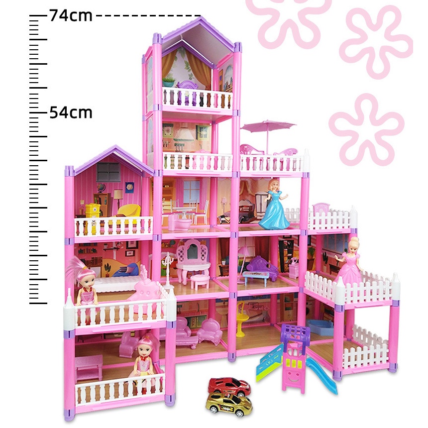 Đồ chơi ngôi nhà búp bê chủ đề hồng nhiều chi tiết mới nhất 2022