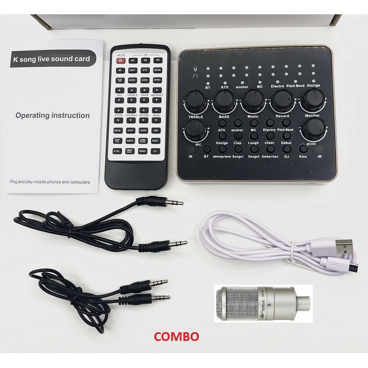 Combo Sound Card V10 Bluetooth + Micro Thu Âm AQ 220 Chính Hãng AQTA Bộ Hay Nhất Hiện Nay Bảo Hành 6 Tháng