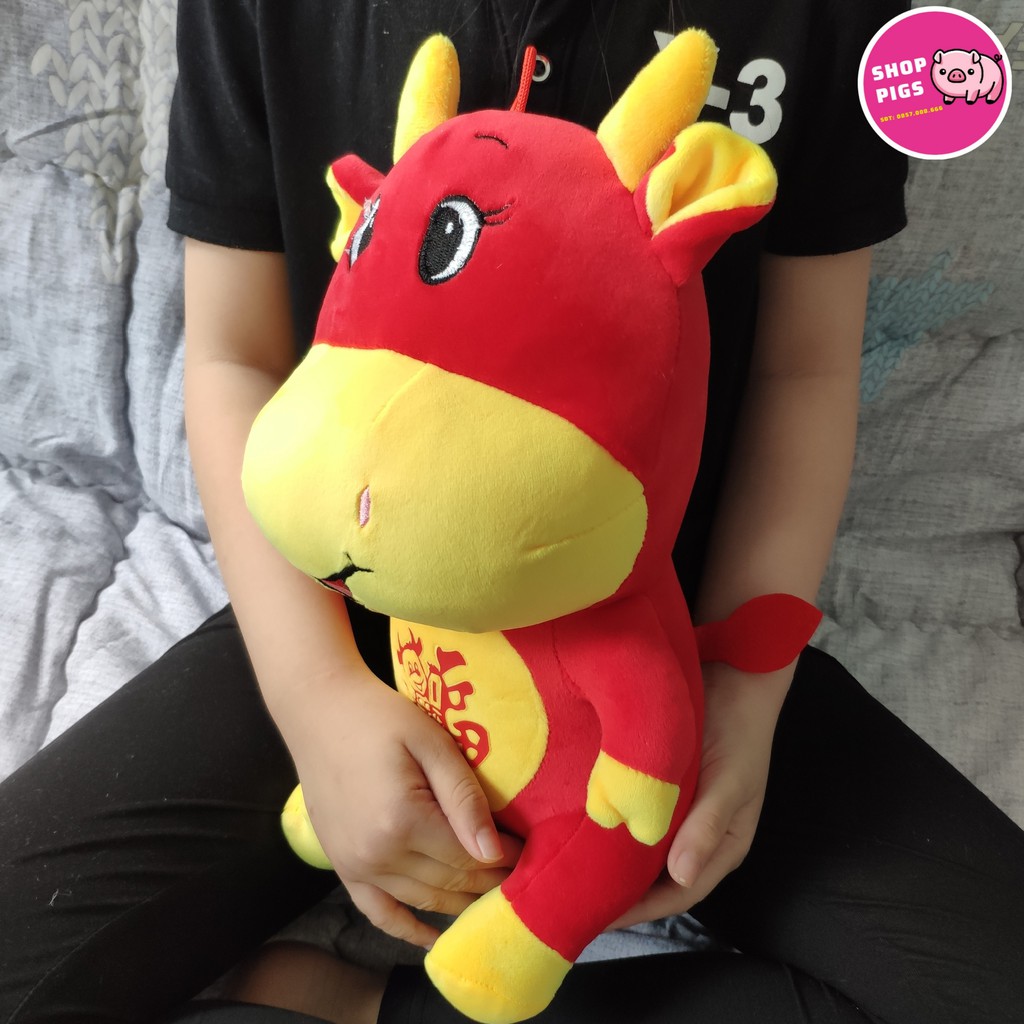 Gấu Bông,Thú Bông Trâu Thần Tài, Chất Nhung Mền Mịn Cao Cấp PIGSSHOP