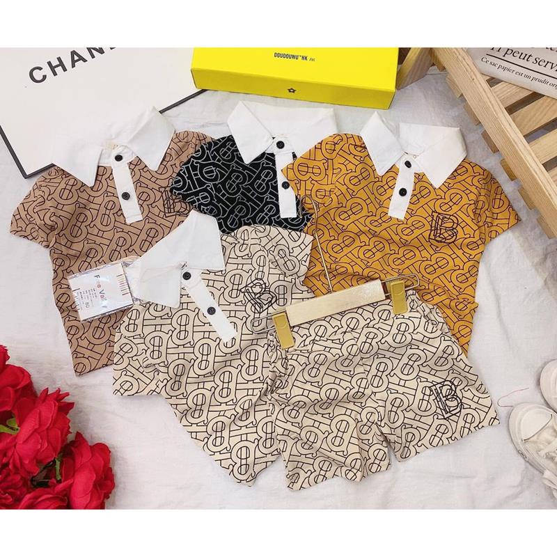 Đồ bộ trẻ em cho bé gái bé trai cổ bẻ họa tiết hình chữ b năng động JIMADO SL1802