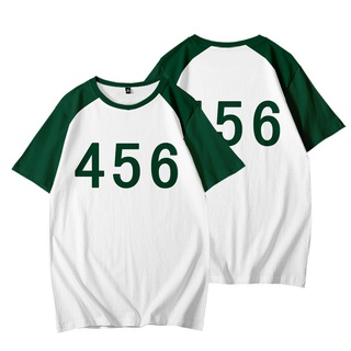 Áo thun thể thao dáng rộng thoải mái hình Squid Game Raglan Park Sea Show Hàn Quốc Dramas