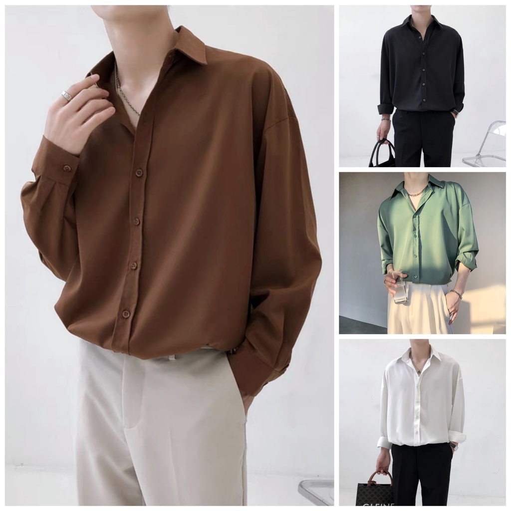 Áo sơ mi dài tay basic nam nữ unisex form rộng cực đẹp, chất vải đũi trơn Hàn cao cấp mịn chống nhăn, mặc 4 mùa