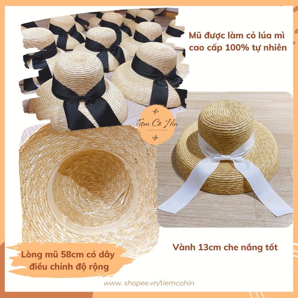 Mũ cói lồng đèn cao cấp Tiệm Cô Hìn làm từ cói tự nhiên đi biển vành rộng che nắng tốt ship 1h đóng thùng không lo hỏng