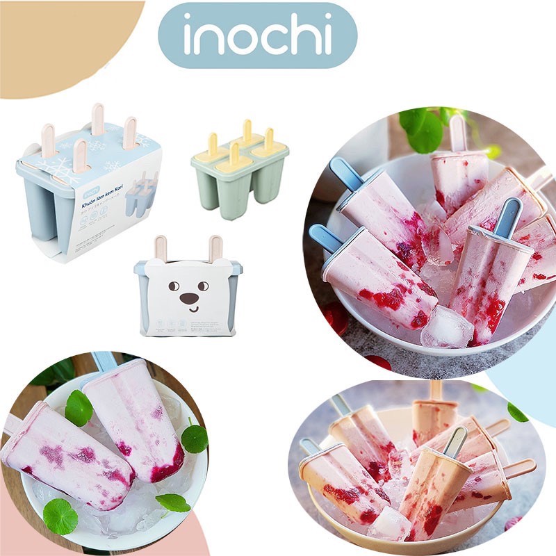 Khuôn Làm Kem Kari, Khuôn Kem Inochi - Việt Nhật Chính Hãng Có Que Cho Bé Nhựa Nguyên Sinh An Toàn (MS0129)