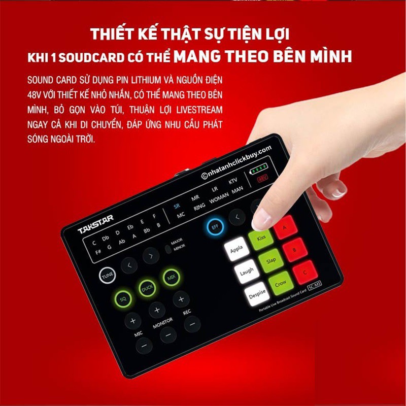 Sound card SC M1 hỗ trợ karaoke và livestream cho cách dòng mic thu âm từ 5V và 48V Sound card TAKSTAR SC M1