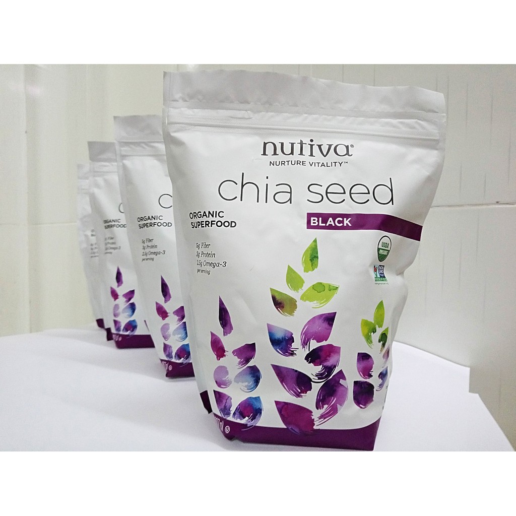 COMBO 5 BỊCH HẠT CHIA MỸ NUTIVA ORGANIC 907G DTAE 12 2022