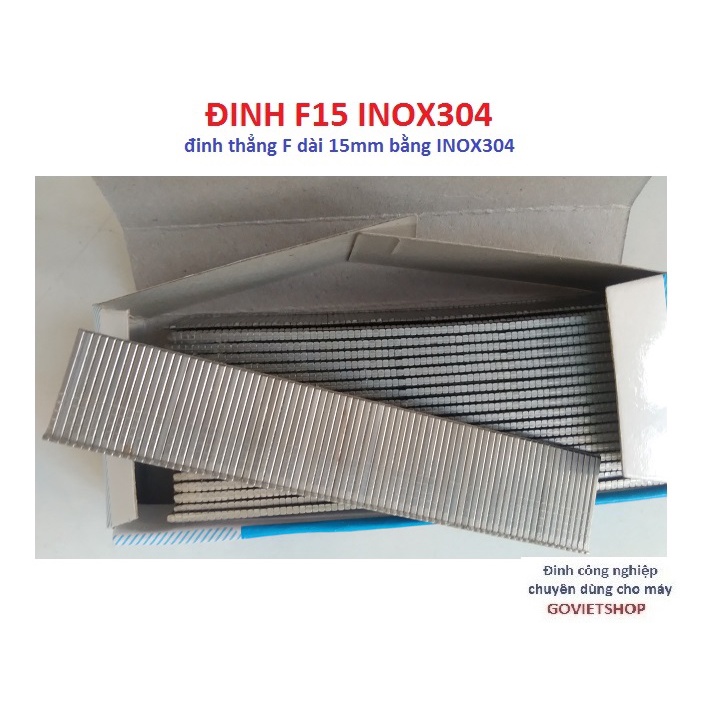 Đinh F15 inox304 - đinh thẳng F chiều dài 15mm bằng inox304