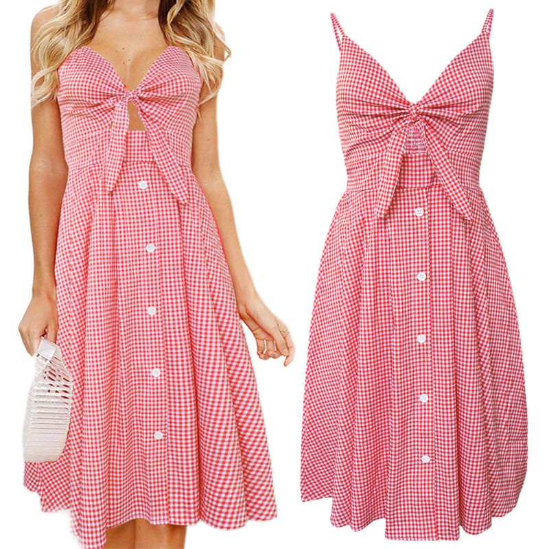 Xiangbao Đầm Midi Hai Dây Dáng Dài Họa Tiết Hoa Kẻ Sọc Thời Trang Mùa Hè Cho Nữ