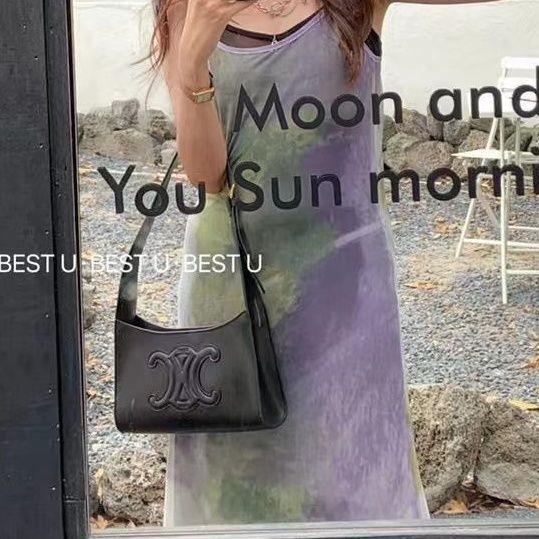 Đầm Hai Dây Họa Tiết Màu Nhuộm Phong Cách Hong Kong Thời Trang Cho Nữ