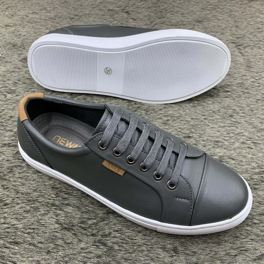 Giầy thể thao/sneaker nam da bò đế cao su trắng siêu bền