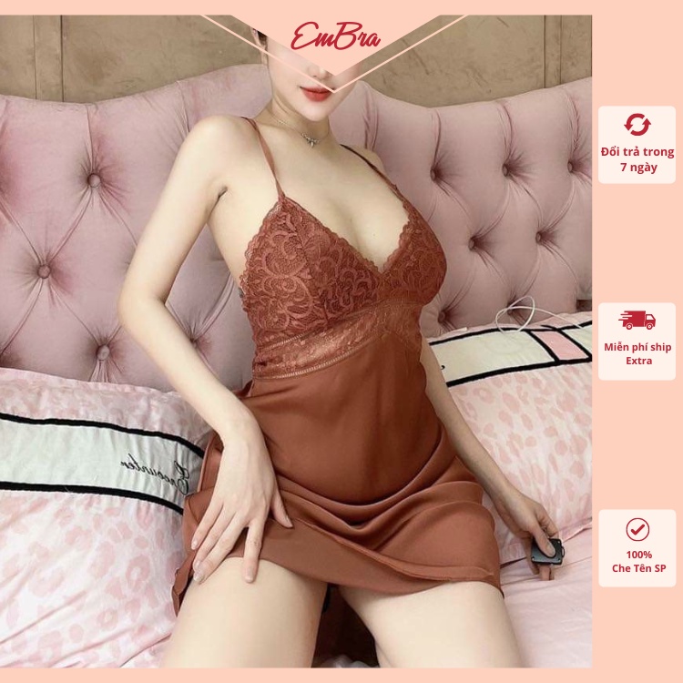 Váy ngủ 2 dây Embra ren ngực sexy cao cấp EBV20