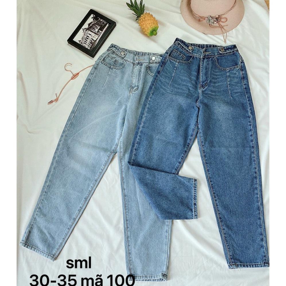 Quần jean baggy nữ .Quần jean baggy nữ bigsize LƯNG THUN có cài nút. #100.Hàng VNXK.KingJean ! -