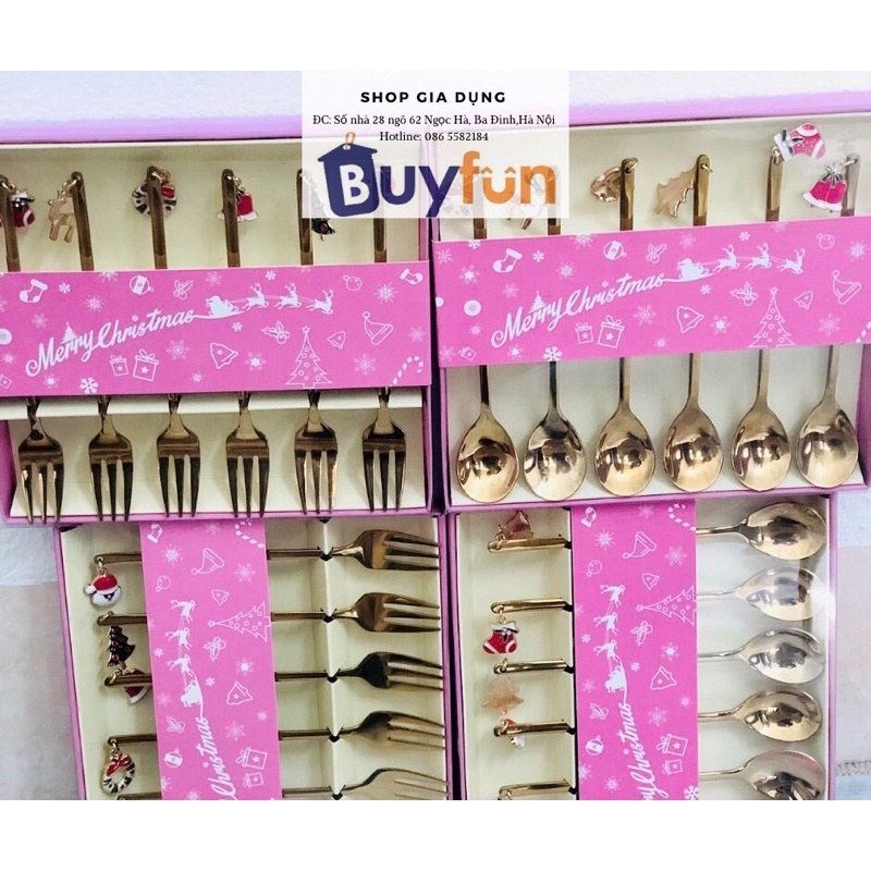 HOT Bộ Thìa, dĩa Giáng sinh quà tặng Noel - đáng yêu