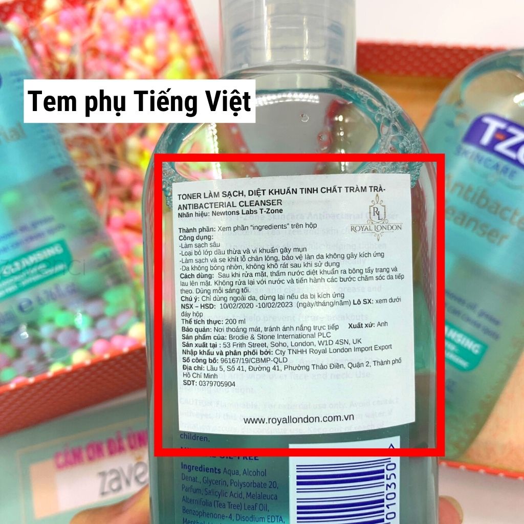 Nước hoa hồng T-ZONE Cho Da Dầu Mụn Antibacterial Cleanser (200ml)