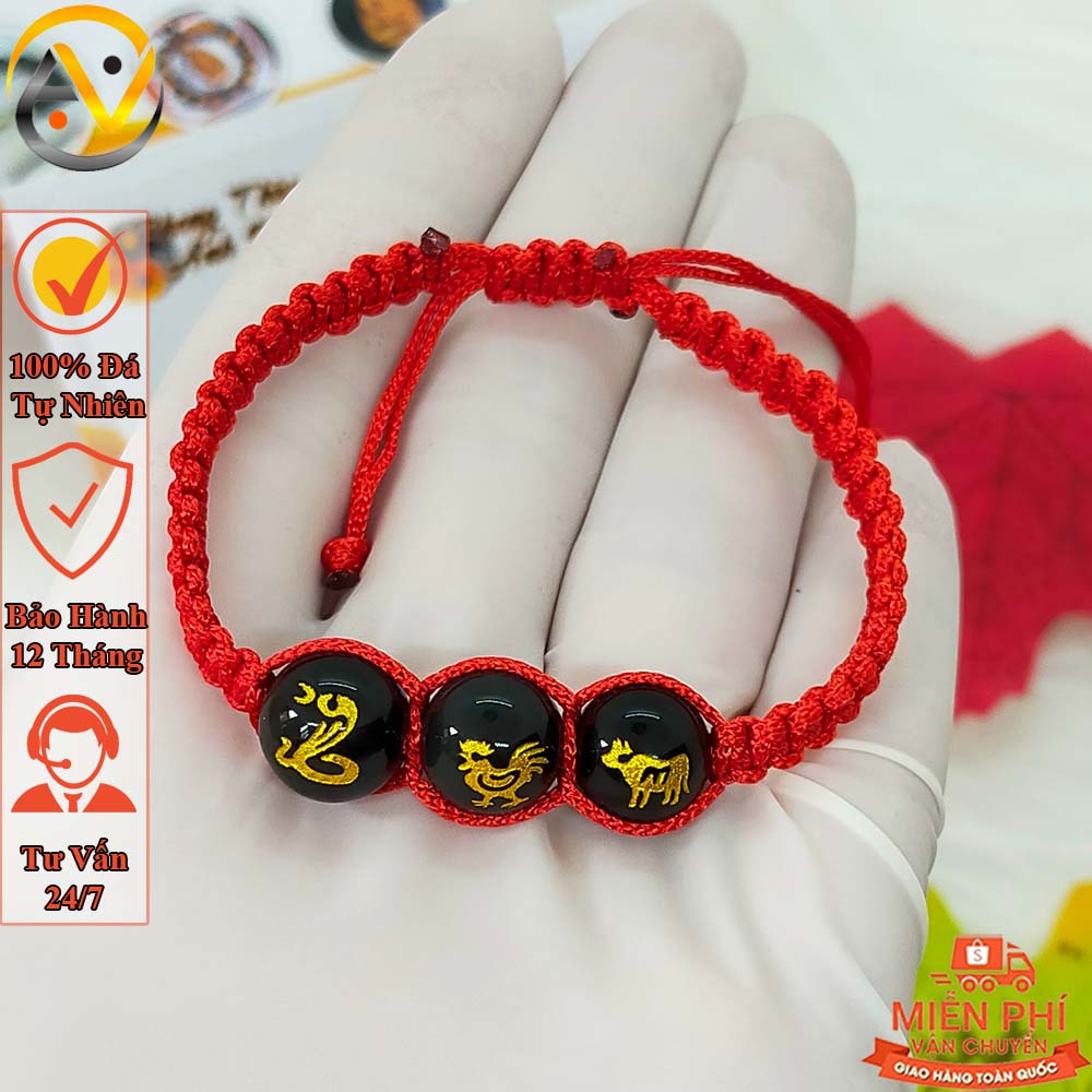 Vòng tết chỉ đỏ may mắn tỵ dậu sửu - Vòng phong thủy tam hợp quý nhân - bảo hành 12 tháng