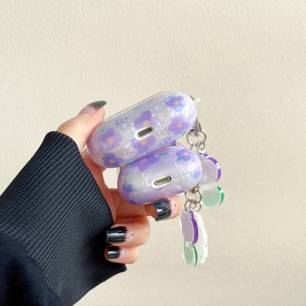 Vỏ Bảo Vệ Hộp Sạc Tai Nghe AirPods3 AirPods3 Màu Kem Trong Suốt Họa Tiết Hoa Dễ Thương 2021 Ốp