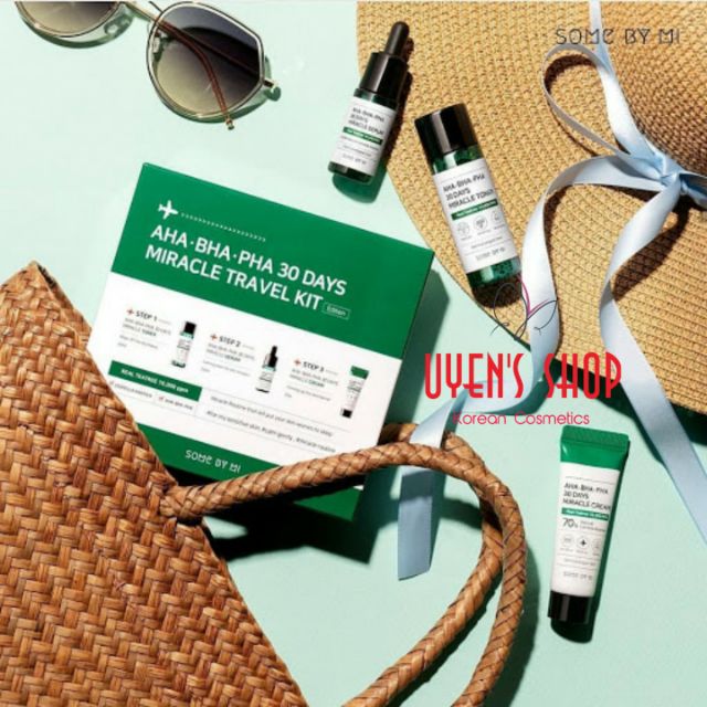 (Có lẻ) Set ngăn ngừa mụn Some By Mi AHA-BHA-PHA 30 Days Miracle Travel kit/Miracle Ac Sos/Miracle Solution