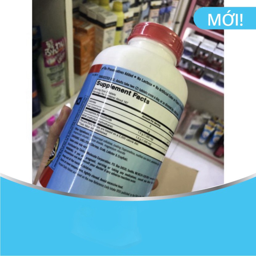 XẢ XẢ XẢ [bill mỹ] Viên uống Glucosamine HCL 1500mg Kirkland With MSM Hộp 375 Viên vàng [HSD 1-2023] XẢ XẢ XẢ