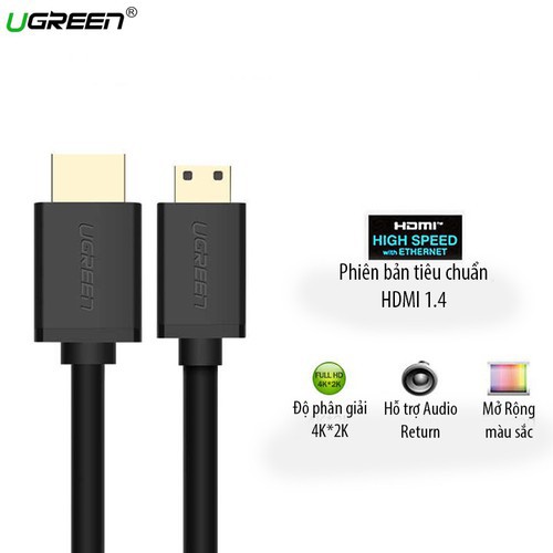 [Mã ELHACE giảm 4% đơn 300K] Cáp Chuyển Mini HDMI sang HDMI Ugreen 10195 Dài 1m - Hàng Chính Hãng