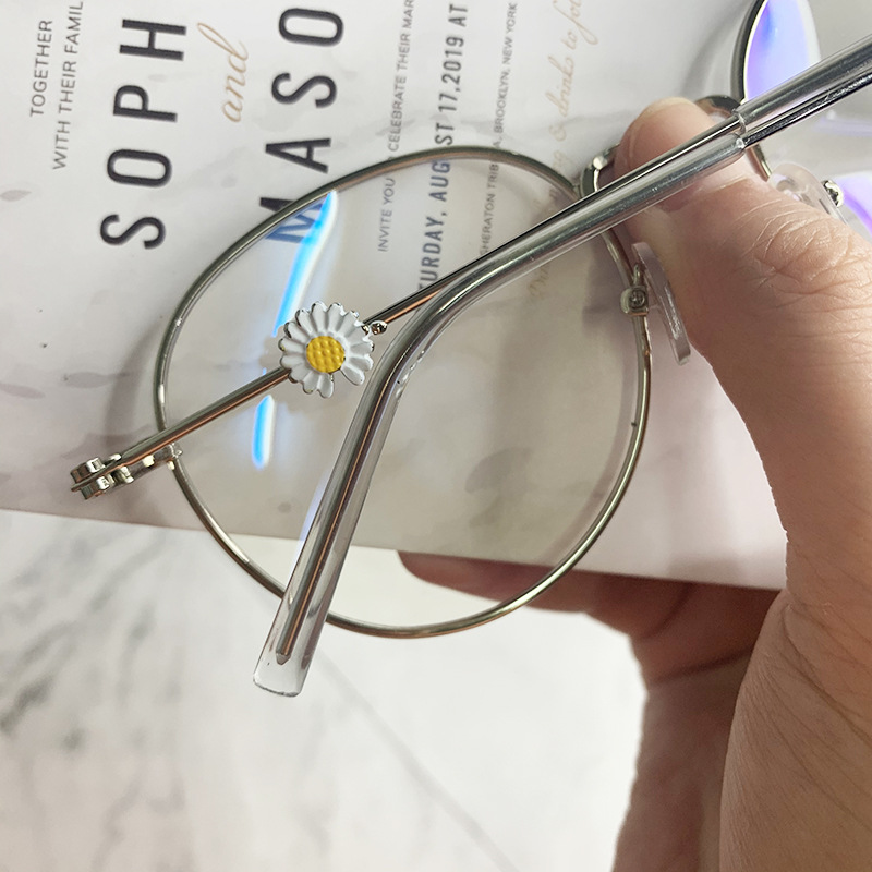 (HENGHA)COD Korean Daisy Style Retro Round Anti Radiation Glasses For Women Anti Blue Light Eyeglasses