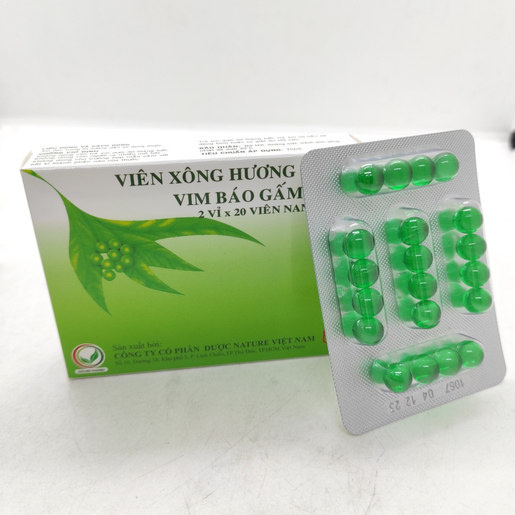 [Sẵn hàng] Viên Xông Hương Tràm Vim Báo Gấm - Hộp 40 viên